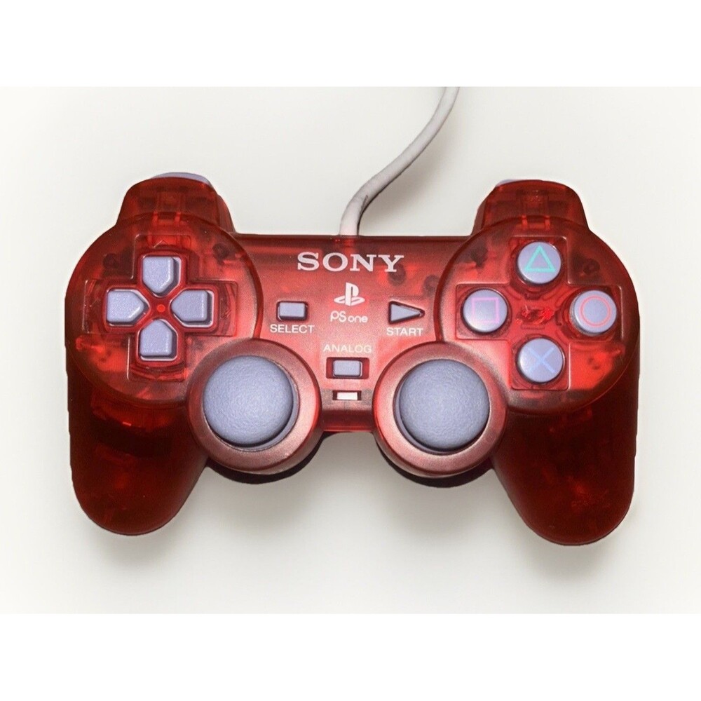 OEM Sony PlayStation 1 PS1 Clear Red DualShock Analog Controller SCPH-110 - Picture 2 of 4